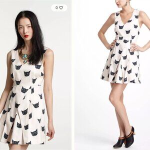 Anthropologie Leah Reena Goren Cat Karma Dress Party black white cocktail size 2